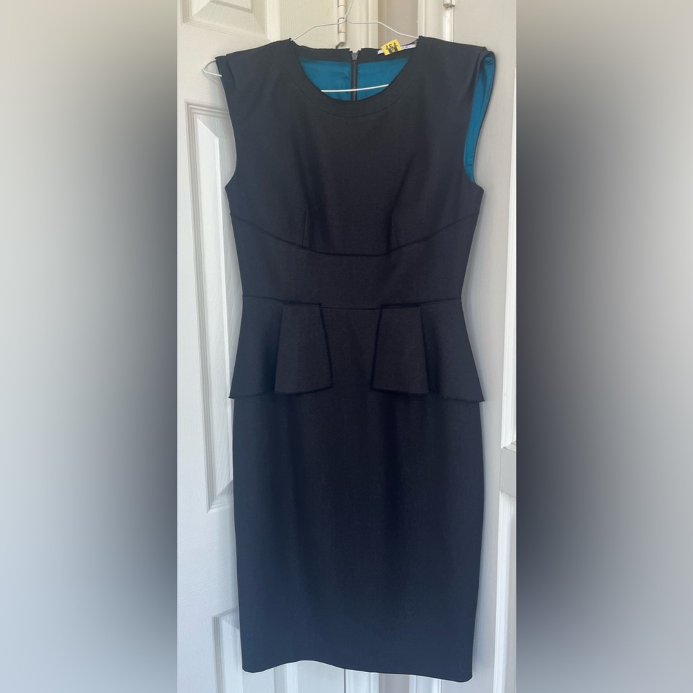 TAHARI peplum black Myra dress, size 2